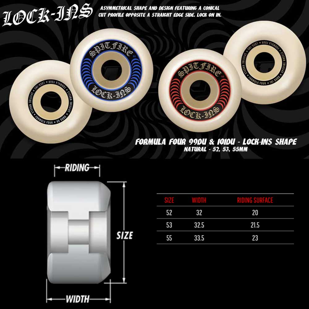 SPITFIRE スピットファイア FORMULA FOUR F4 WHEELS 99D LOCK INS SHAPE 52mm / 53mm