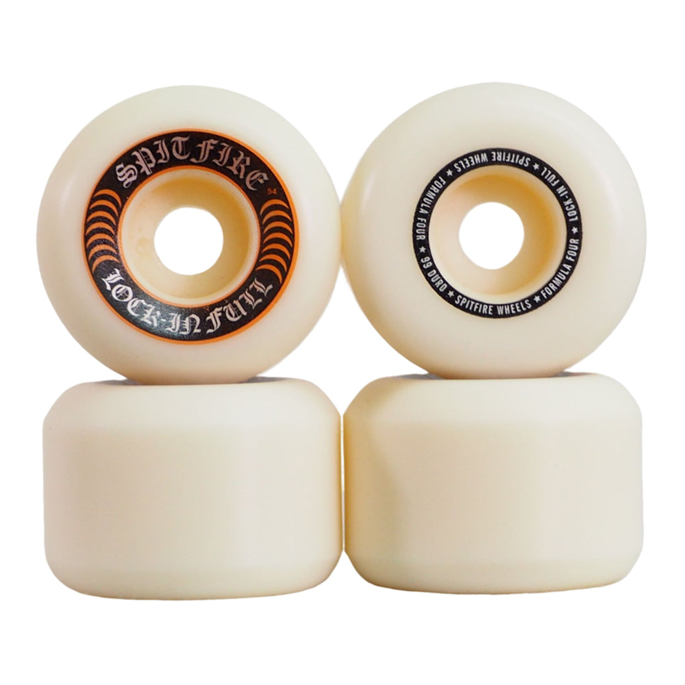 SPITFIRE FORMULA FOUR F4 WHEELS 99DU LOCK-IN FULL SHAPE WHITE