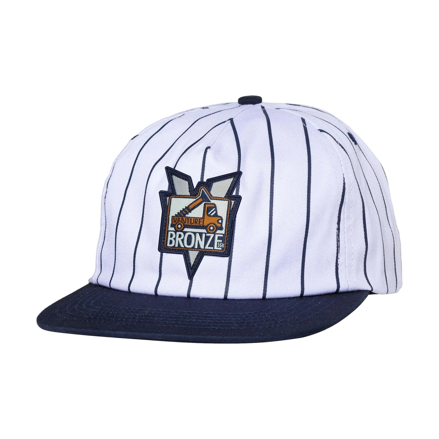 VENTURE × BRONZE56K PICKUP - 5P SNAPBACK WHITE w/ NAVY Pinstripe