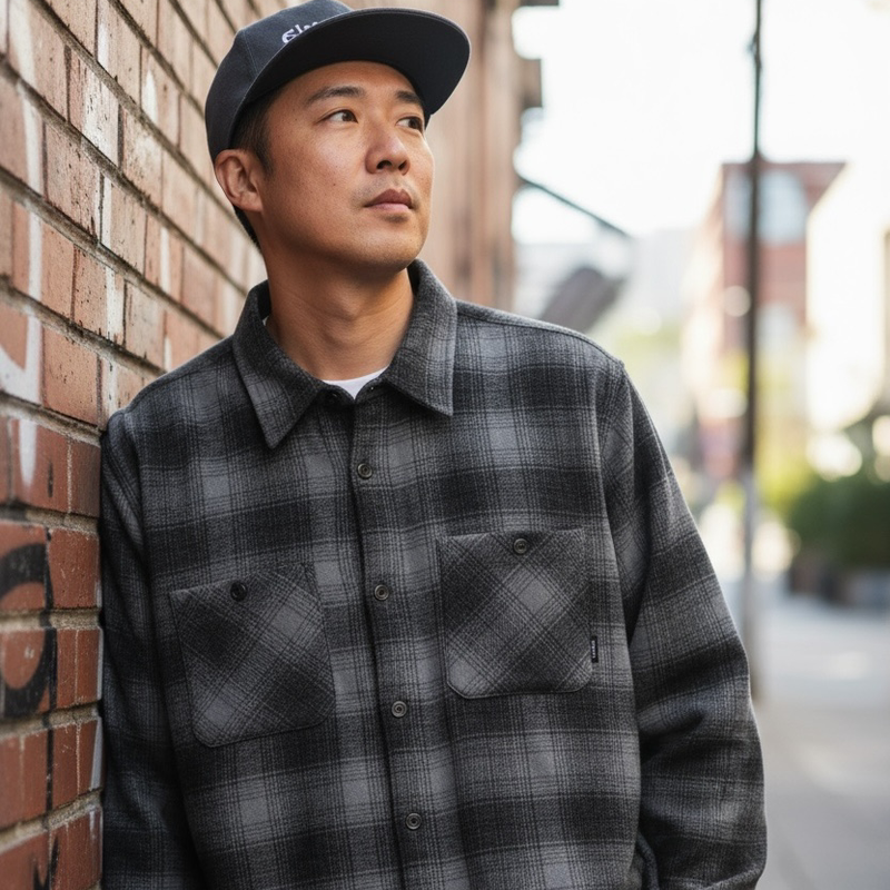 BLUCO OMBRE CHECK FLANNEL SHIRT
