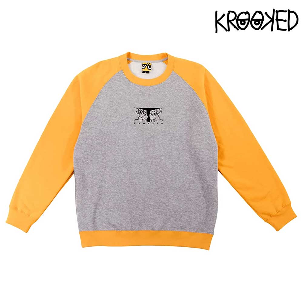 KROOKED クルキッド CREWNECK SWEAT FACES GRY/GOLD