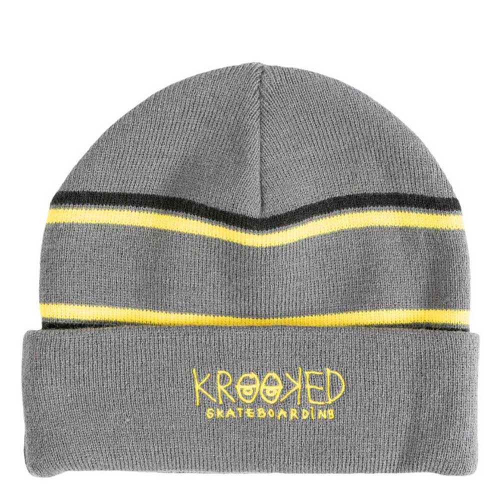 KROOKED EYES CUFF BEANIE CHARCOAL/YELLOW/BLACK